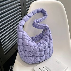 FLUFFY PASTEL PURPLE QUILTED SHOULDER BAG